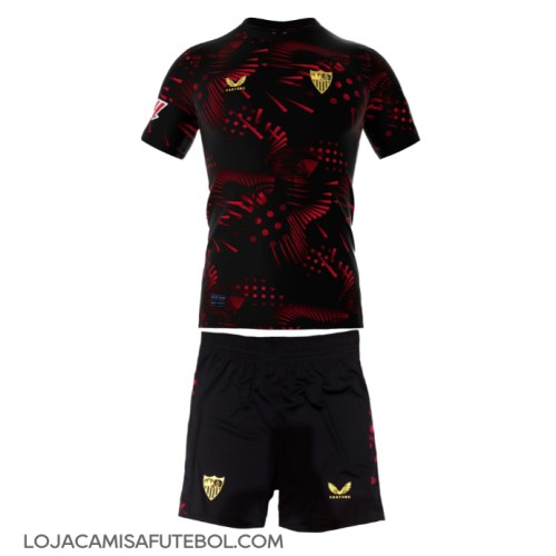 Camisa de Futebol Sevilla Equipamento Alternativo Infantil 2024-25 Manga Curta (+ Calças curtas)